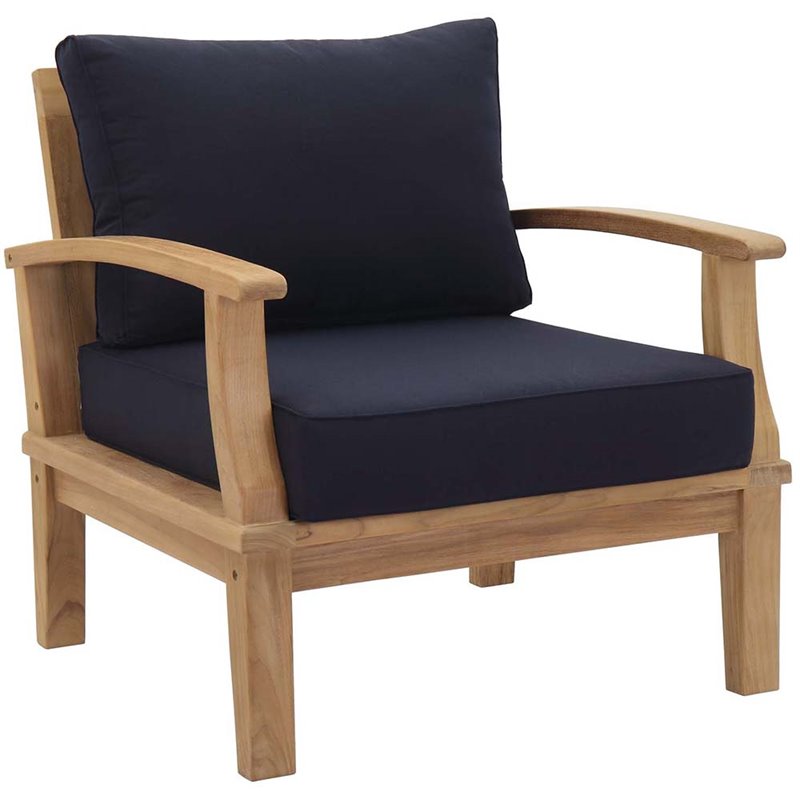Marina 4 Piece Outdoor Patio Teak Set in Natural Navy