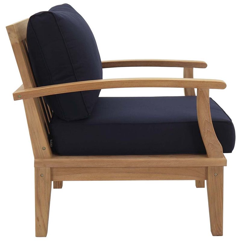 Marina 4 Piece Outdoor Patio Teak Set in Natural Navy