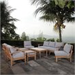 Marina 4 Piece Outdoor Patio Teak Set in Natural Gray
