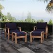 Marina 4 Piece Outdoor Patio Teak Set in Natural Navy