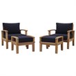 Marina 4 Piece Outdoor Patio Teak Set in Natural Navy