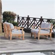 Modway Marina 4 Piece Patio Sofa Set in Natural and Gray