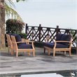 Modway Marina 4 Piece Patio Sofa Set in Natural and Navy