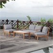Modway Marina Modern Wood 5-Piece Patio Teak Sofa Set in Natural/Gray