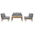 Modway Marina Modern Wood 5-Piece Patio Teak Sofa Set in Natural/Gray