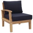 Modway Marina 5-Piece Solid Teak Wood Patio Sofa Set in Natural/Navy