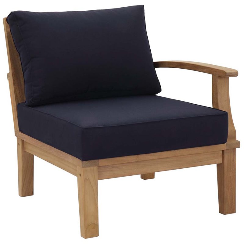 Marina 6 Piece Outdoor Patio Teak Set in Natural Navy