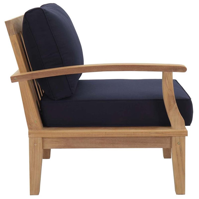 Marina 6 Piece Outdoor Patio Teak Set in Natural Navy