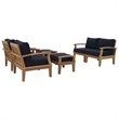 Marina 6 Piece Outdoor Patio Teak Set in Natural Navy