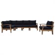 Marina 6 Piece Outdoor Patio Teak Set in Natural Navy