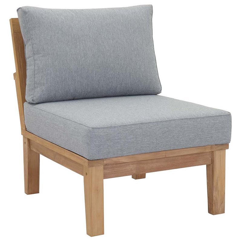Modway Marina Modern Wood 7-Piece Patio Teak Sofa Set in Natural/Gray