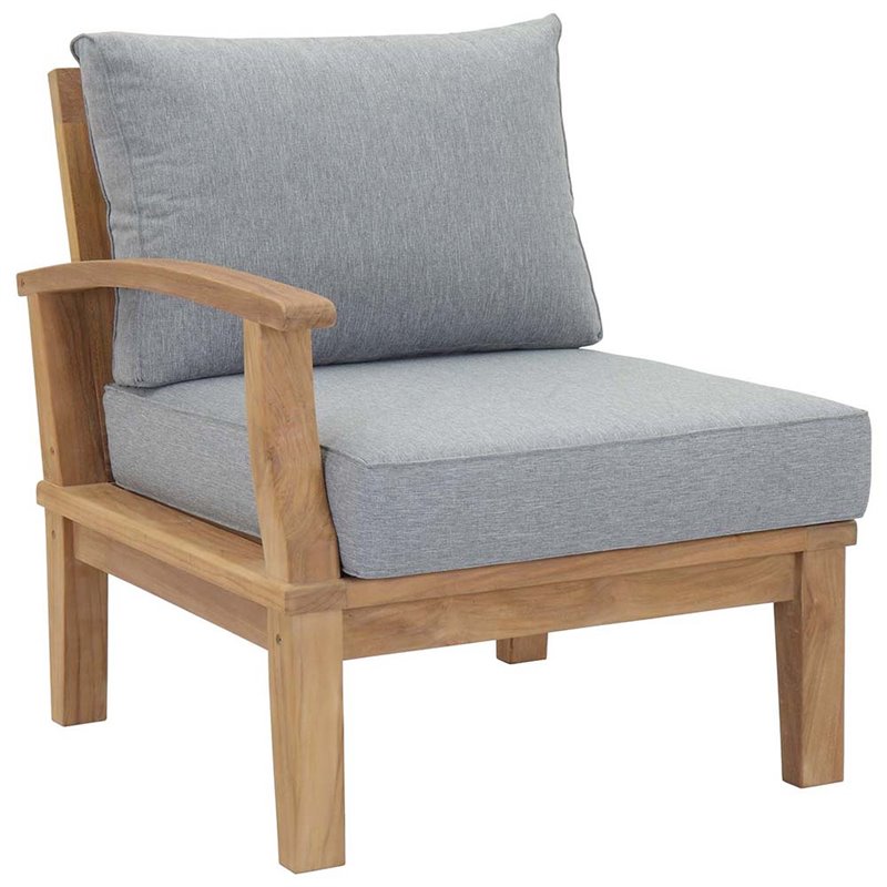 Modway Marina Modern Wood 7-Piece Patio Teak Sofa Set in Natural/Gray