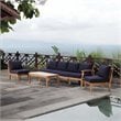 Modway Marina 7-Piece Solid Teak Wood Patio Sofa Set in Natural/Navy