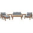 Marina 7 Piece Outdoor Patio Teak Set in Natural Gray