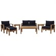 Marina 7 Piece Outdoor Patio Teak Set in Natural Navy