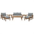 Marina 8 Piece Outdoor Patio Teak Set in Natural Gray