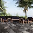 Marina 8 Piece Outdoor Patio Teak Set in Natural Navy