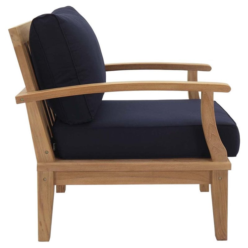 Marina 8 Piece Outdoor Patio Teak Set in Natural Navy
