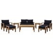 Marina 8 Piece Outdoor Patio Teak Set in Natural Navy