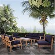 Marina 8 Piece Outdoor Patio Teak Set in Natural Navy