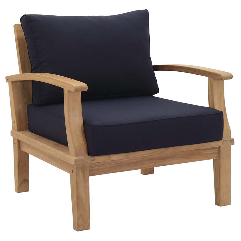 Marina 8 Piece Outdoor Patio Teak Set in Natural Navy