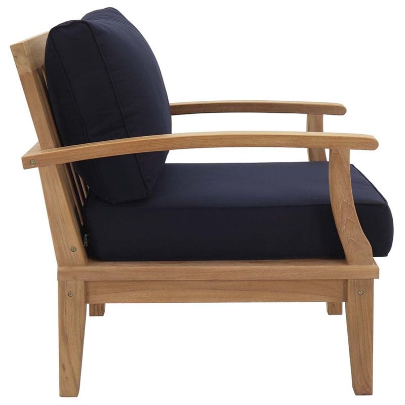 Marina 8 Piece Outdoor Patio Teak Set in Natural Navy