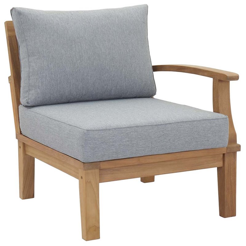 Modway Marina 8-Piece Solid Teak Wood Patio Sofa Set in Natural and Gray