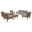 Modway Marina 9 Piece Patio Sofa Set in Natural and Gray