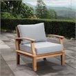 Modway Marina Modern Wood Outdoor Teak Armchair in Natural/Gray