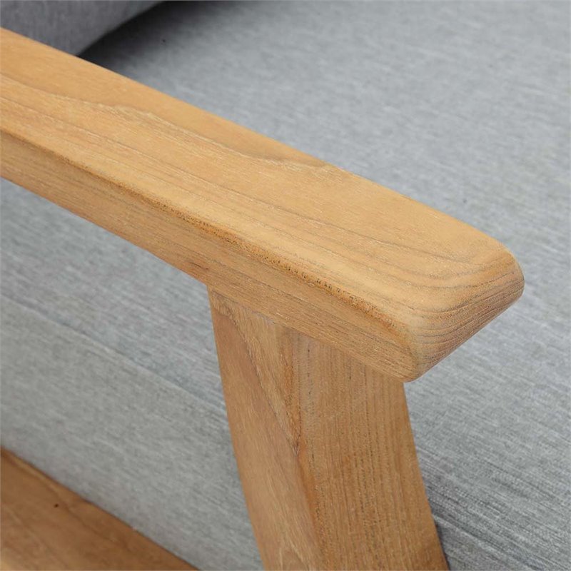 Modway Marina Modern Wood Outdoor Teak Armchair in Natural/Gray