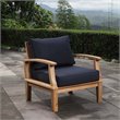 Modway Marina Modern Wood Outdoor Teak Armchair in Natural/Navy