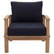 Modway Marina Modern Wood Outdoor Teak Armchair in Natural/Navy