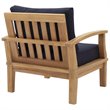 Modway Marina Modern Wood Outdoor Teak Armchair in Natural/Navy