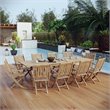 Modway Marina 11-Piece Teak Wood Patio Dining Set with Arm Chair in Natural