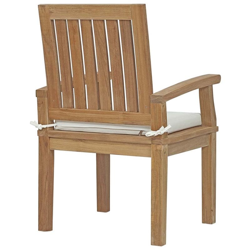 Modway Marina 11-Piece Teak Wood Patio Dining Set in White & Natural