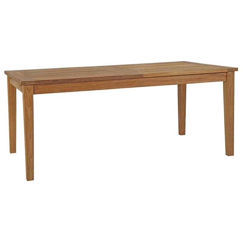 Modway Marina 7-Piece Teak Wood Patio Dining Set in Natural & White