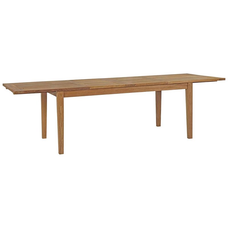 Modway Marina 7-Piece Teak Wood Patio Dining Set in Natural & White