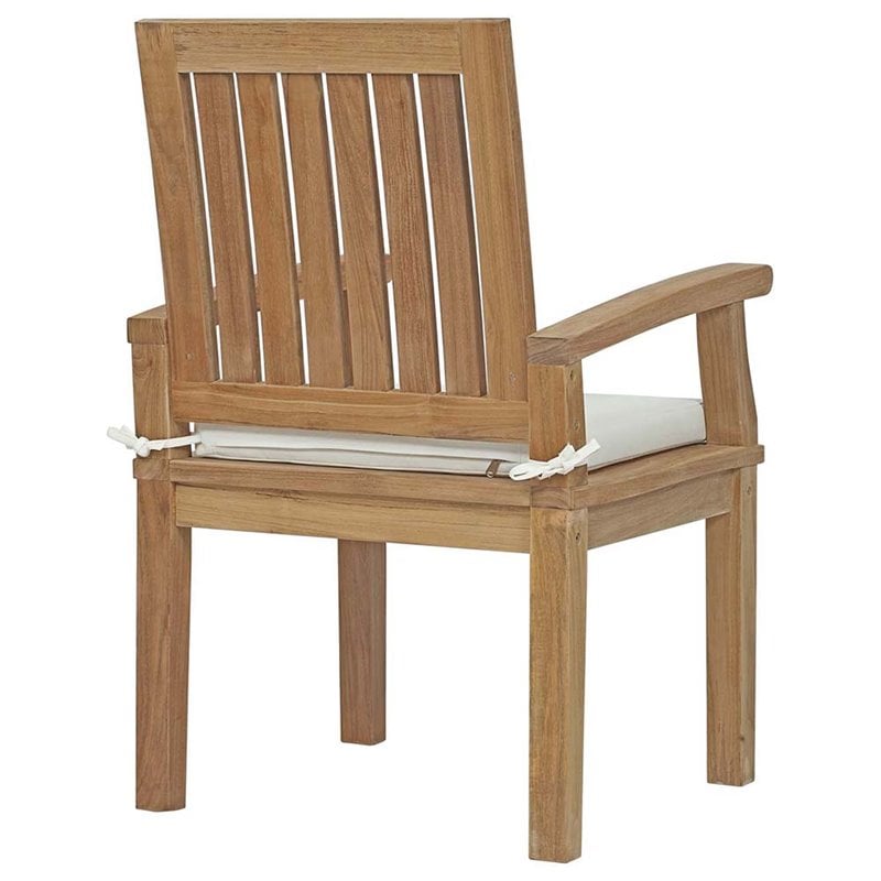 Modway Marina 7 Piece Outdoor Patio Teak Dining Set in Natural White