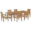 Modway Marina 7 Piece Outdoor Patio Teak Dining Set in Natural White