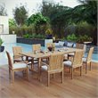 Modway Marina 9 Piece Outdoor Patio Teak Dining Set in Natural White
