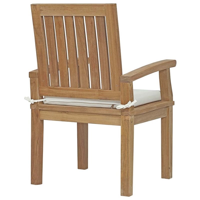 Modway Marina 9 Piece Outdoor Patio Teak Dining Set in Natural White