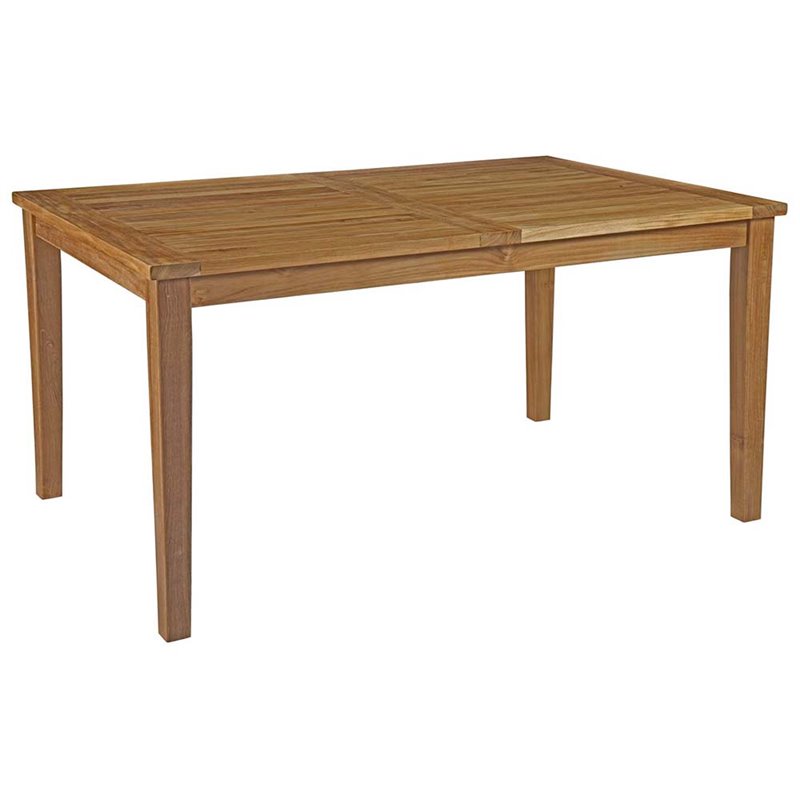 Modway Marina 7-Piece Solid Teak Wood Patio Dining Set in Natural & White