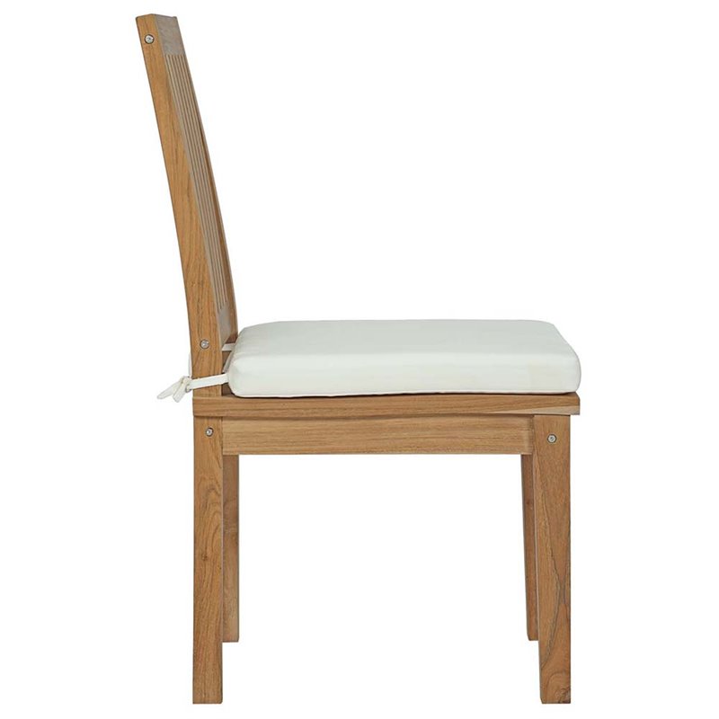 Modway Marina 7-Piece Solid Teak Wood Patio Dining Set in Natural & White