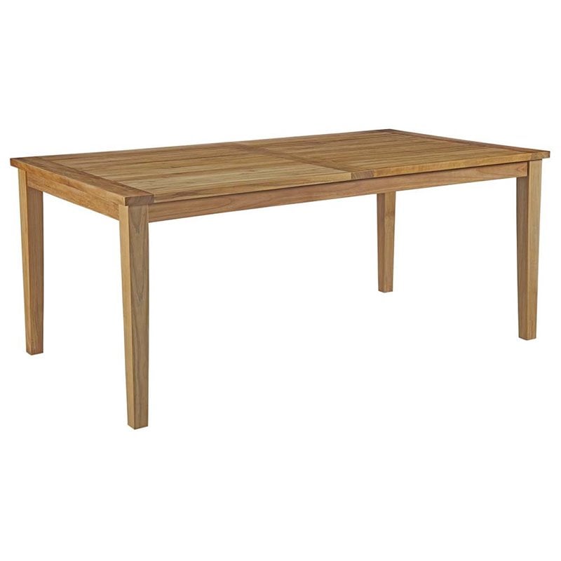 Modway Marina 7-Piece Solid Teak Wood Patio Dining Set in Natural and White