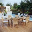 Modway Marina 7 Piece Outdoor Patio Teak Dining Set in Natural White