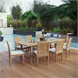 Modway Marina 9 Piece Outdoor Patio Teak Dining Set in Natural White