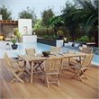 Modway Marina 7 Piece Outdoor Patio Teak Dining Set in Natural