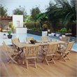 Modway Marina 9 Piece Outdoor Patio Teak Dining Set in Natural