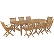 Modway Marina 9 Piece Outdoor Patio Teak Dining Set in Natural