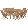 Modway Marina 9-Piece Wood Outdoor Patio Dining Set with Side Chair in Natural